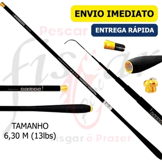 Vara De Pesca 100% Carbono 6,30M Ultra Leve 13Lbs Super Flexível Retrátil Ponta Fina Ação Lenta Leve
