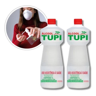 2 Álcool 70% Líquido 1 L Bacteria Limpeza Profissional Geral Desinfetante Tupi Clarity EcoFlame Limpa em Geral