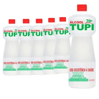 6 Álcool 70% Líquido 1 L Bacteria Limpeza Profissional Geral Desinfetante Tupi Clarity EcoFlame Limpa em Geral