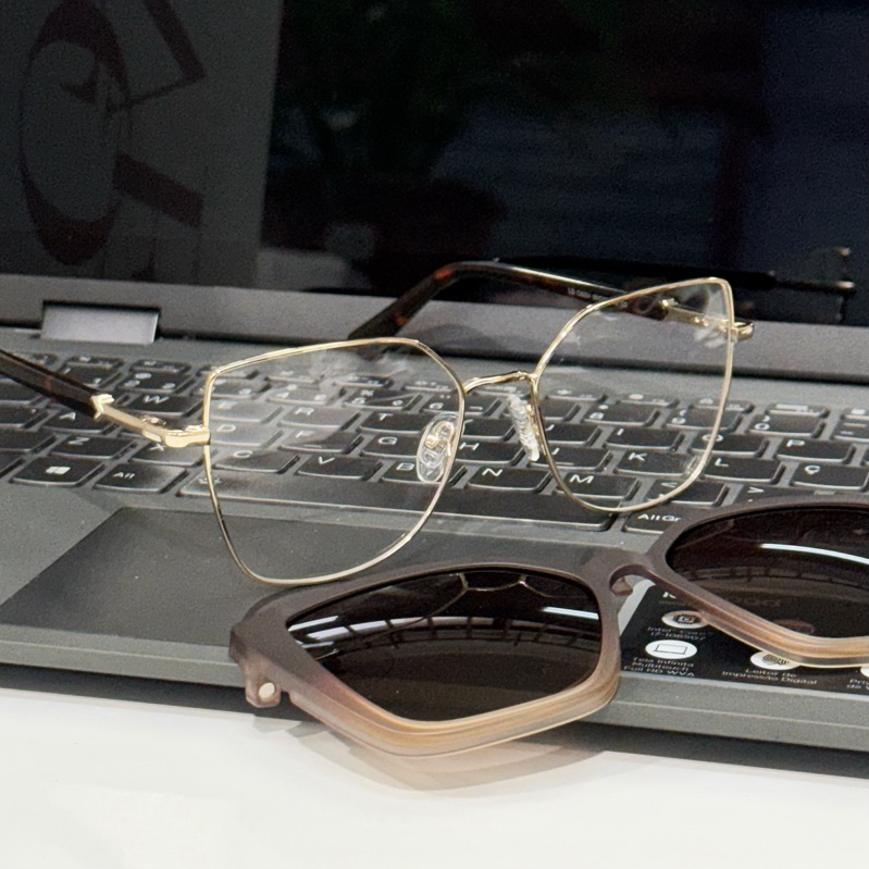 Armação de óculos Feminino Clipon 2 Em 1 Modelo Novo Metal Super Lindo Moda 0234