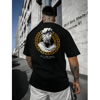 Camisa Oversized Masculino 100% Algodão, Camiseta Oversized Masculino Estilo Streetwear Unissex com Estampada DTF