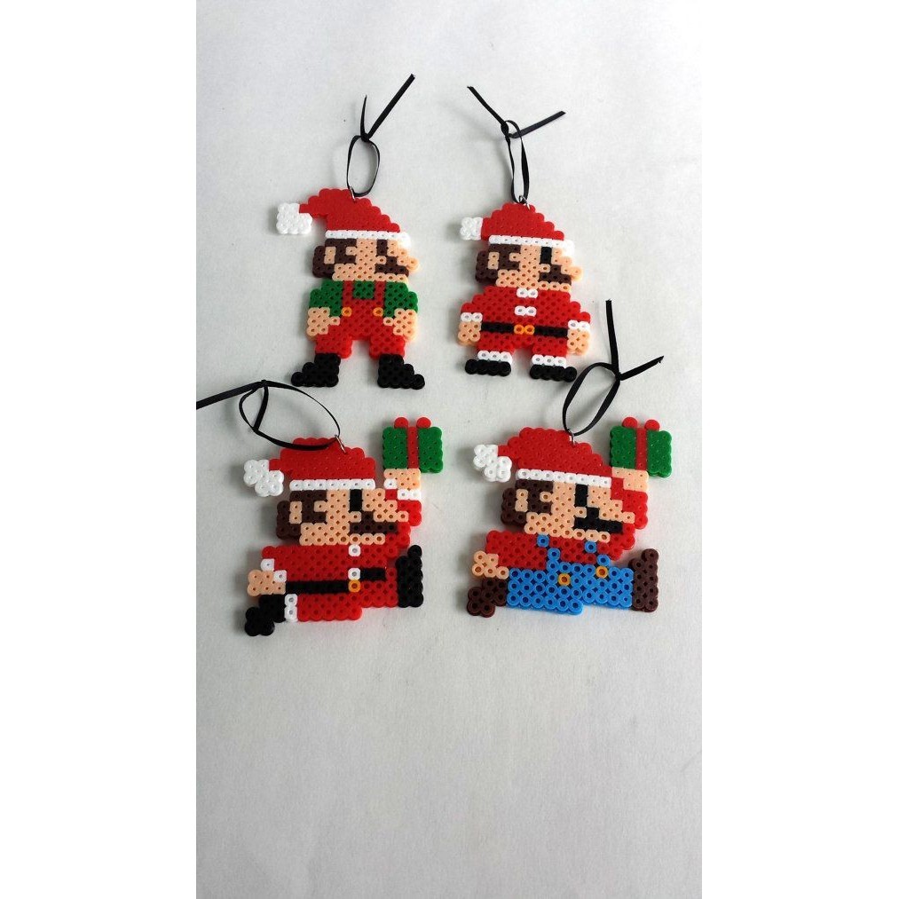 Natal Mario Bros Ímã ou Chaveiro - Pixel Art/ Hama Beads