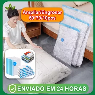Saco a Vacuo com Bomba Manual Kit 10 Un Guardar Roupas Organizador de Mala Viagem Closet Armário