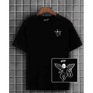 Camisa Camiseta Masculina Basica Blusa Streetwear 100% algodão Anjo Dinheiro Oversize