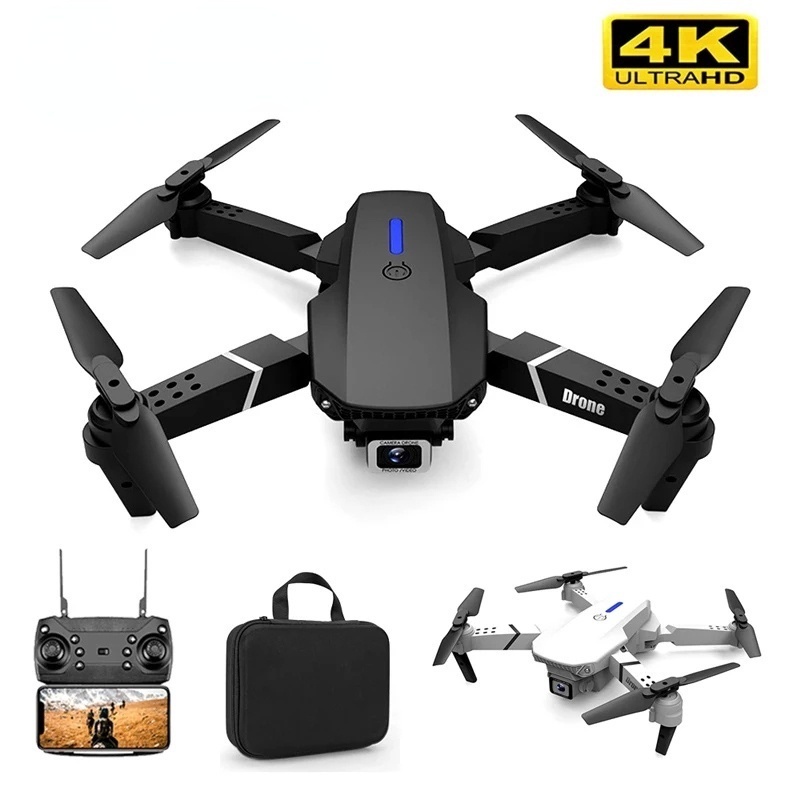 Drone E88 PRO Camera 4K Com 1 Bateria WI-FI PRETO NOVO