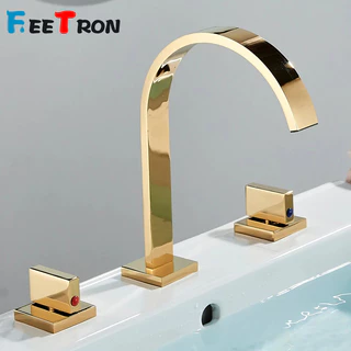 Torneira Misturador Lavatório Banheiro Alça Dupla Banheira 304 Aço inoxidável Alta 24cm