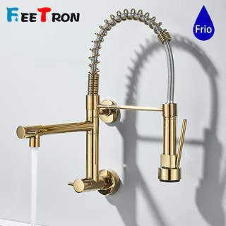Torneira Cozinha Gourmet Monocomando Parede Extensivel Cromado Dourado/Preto/-Entrega Rápida