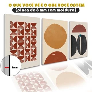 Kit 3 Peças Quadros Decorativos Estilo Japonês Padrão Abstrato Decoração Mural Sem Moldura Sem Perfuração