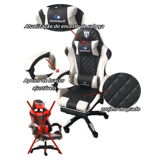 Cadeira Gamer Profissional Ajustável Ergonômica Com Apoio Para Os Pés escritório gamer ergonômica com estofado de couro sintético sente-se confortavelmente