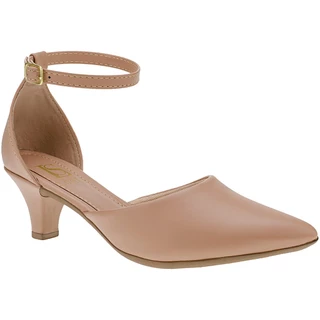Sapato Feminino Scarpin Salto Baixo Bico Fino com Fivela Tornozelo 205-03