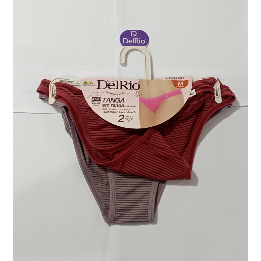 Kit c/ 2 Calcinhas Del Rio Tanga em renda (tecido devorê) Ref. 52414-D5 ...