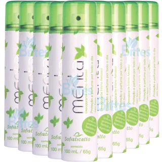 KIT 10 Desodorante Íntimo Menta Sofisticatto Cosméticos Jato Seco