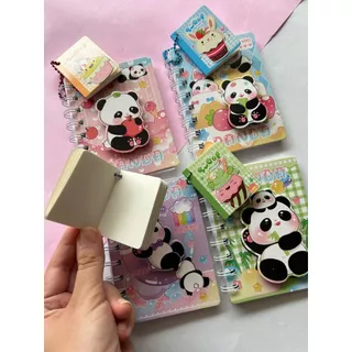 Bloco de Anotações Com Chaveiro Mini Bloquinho Panda 3D Papelaria