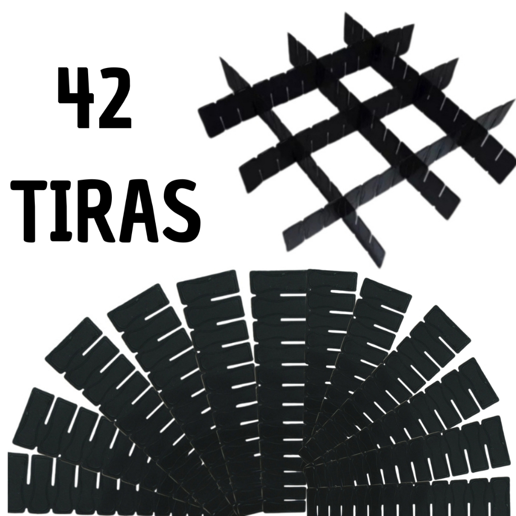 Kit 42 Tiras Divisórias Organizadores de Gavetas