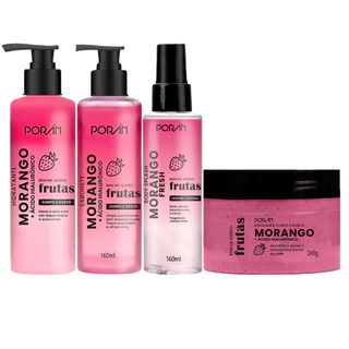 Kit Cuidado Corporal Poran Morango Completo
