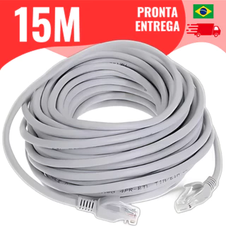 Cabo De Rede RJ45 Blindado Internet Cat6 CFTV Velocidade Alta 15 Metros Branco