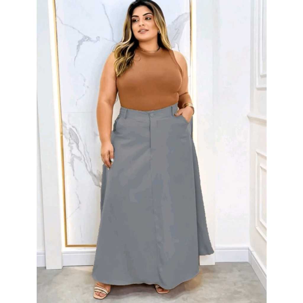 saia longa feminina alfaiataria plus size saia evangélica
