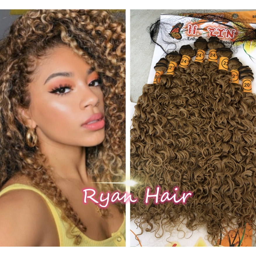 Cabelo aplique telas cor 27# loiro mel escuro cacheado afro