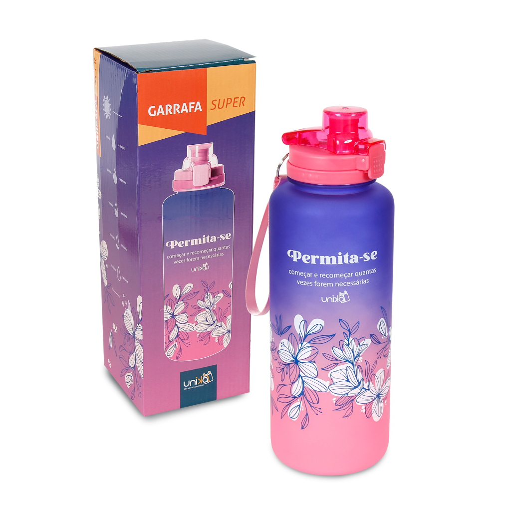 Garrafa Motivacional De Água PERMITA-SE - 1,6L