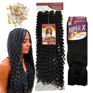 Kit Cabelo Tranças Gypsy Braid Cacheado Orgânico + 1 Jumbo