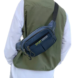 Pochete Masculina SPORT Multifuncional De Couro Semi Impermeável Com Cinto De Regulagem