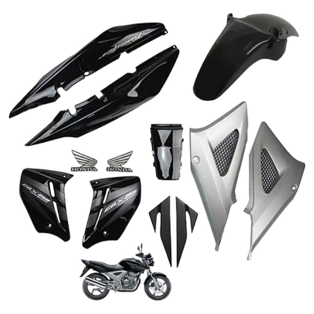 KIT CARENAGEM CBX 250 TWISTER ANO 2008 preto | Shopee Brasil