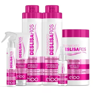 Eico Deslisa Fios Shampoo Condicionador 800ml + Máscara + Óleo Reparador + Leave-in + Spray