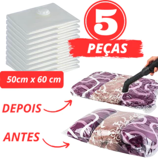 Kit 5 Sacos à Vácuo Organizador de Roupas Diversos Tamanhos (Kit não acompanha a bomba manual)