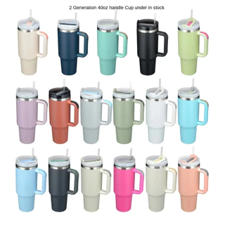 1200ML garrafa de água térmica com palha Stanl * e * Tumbler Carro de grande capacidade salvando copo de aço inoxidável