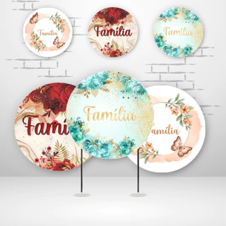 Painel Familia Redondo Em Tecido 1,50x1,50 C/elástico Decoração Festa