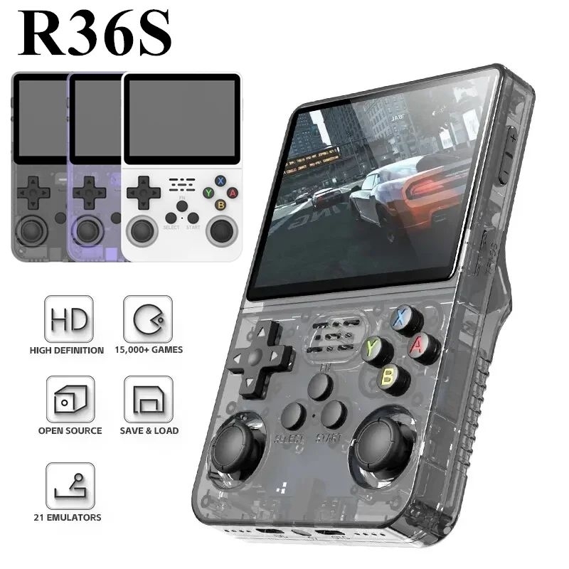 Console Portátil Retrô R36S Sistema Linux Tela 3.5 IPS c/ cartão 64gb ...