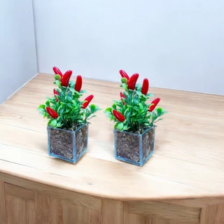 Mini Arranjo Artificiais Flor Folhagem Pimenta Pimenteira Mini Vaso vidro decoração