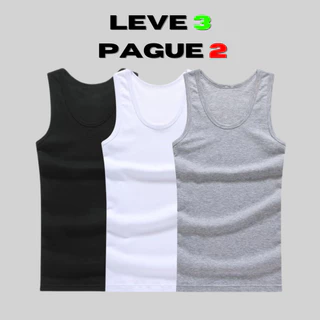 Kit Leve 3 e Pague 2 : 3 Regata Masculina Regata Canelada Básica