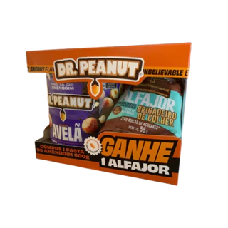 Kit Pasta de amendoim Avelã 600g + Alfajor Com WheyProtein Brigadeiro de colher 55g Dr.Peanut