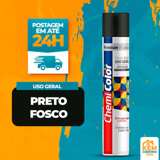 Tinta Spray Baston Uso Geral Preto Fosco 250ml