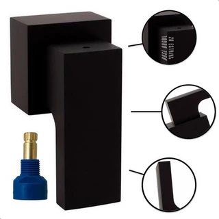 Acabamento De Registro Metal Quadrado Alavanca Preto Docol Com Adaptador