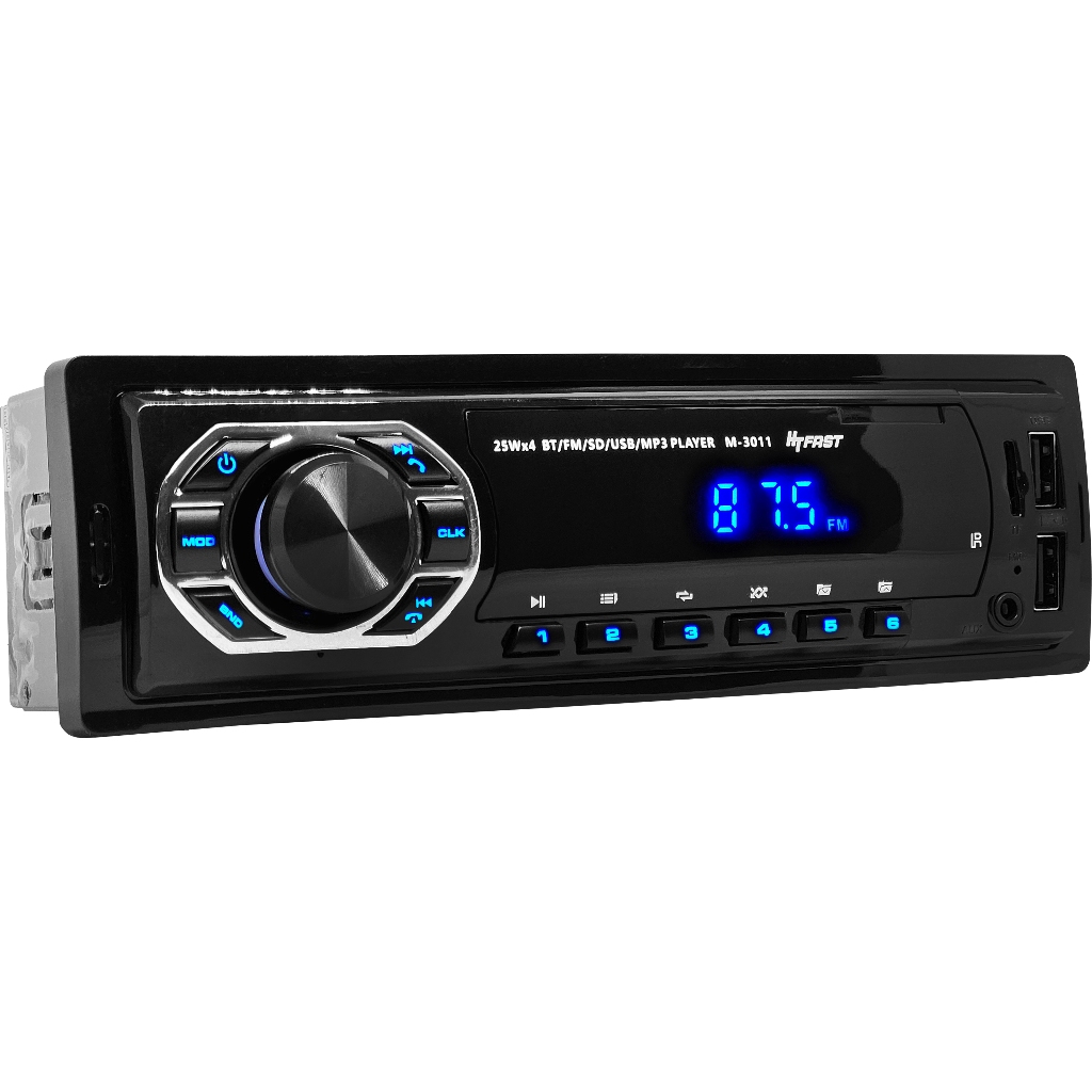 Rádio MP3 Som Automotivo Bluetooth Universal 1 Din LED Azul 2 USB Auxiliar Leitor Cartão SD 3011