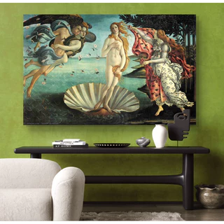 Quadro Tela Acetinada O nascimento de Vênus por Sandro Botticelli Obra de arte Renascentista Afrodite