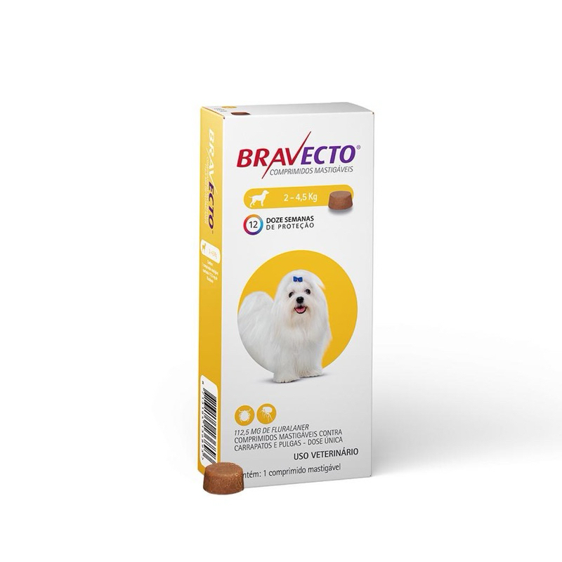 Bravecto 2,4,5 kg Comprimido Cães Antipulga Carrapato