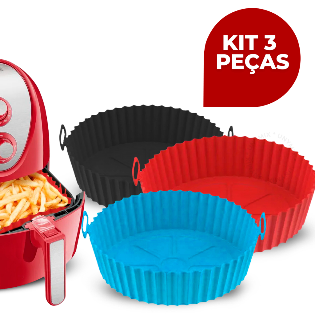 Kit até 3 Formas Assadeira Para Fritadeira Air Fryer Em Silicone ...