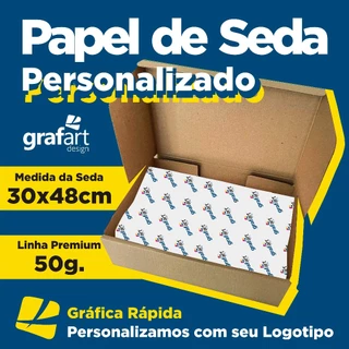 Papel Seda 30x48cm 50 un - Personalizado com seu Logotipo - Folha de Seda Personalizada