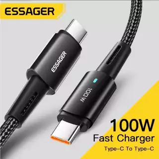 Cabo tipo C PD Original Essager QC 4.0 3.0 cabo de carregamento rápido com Led