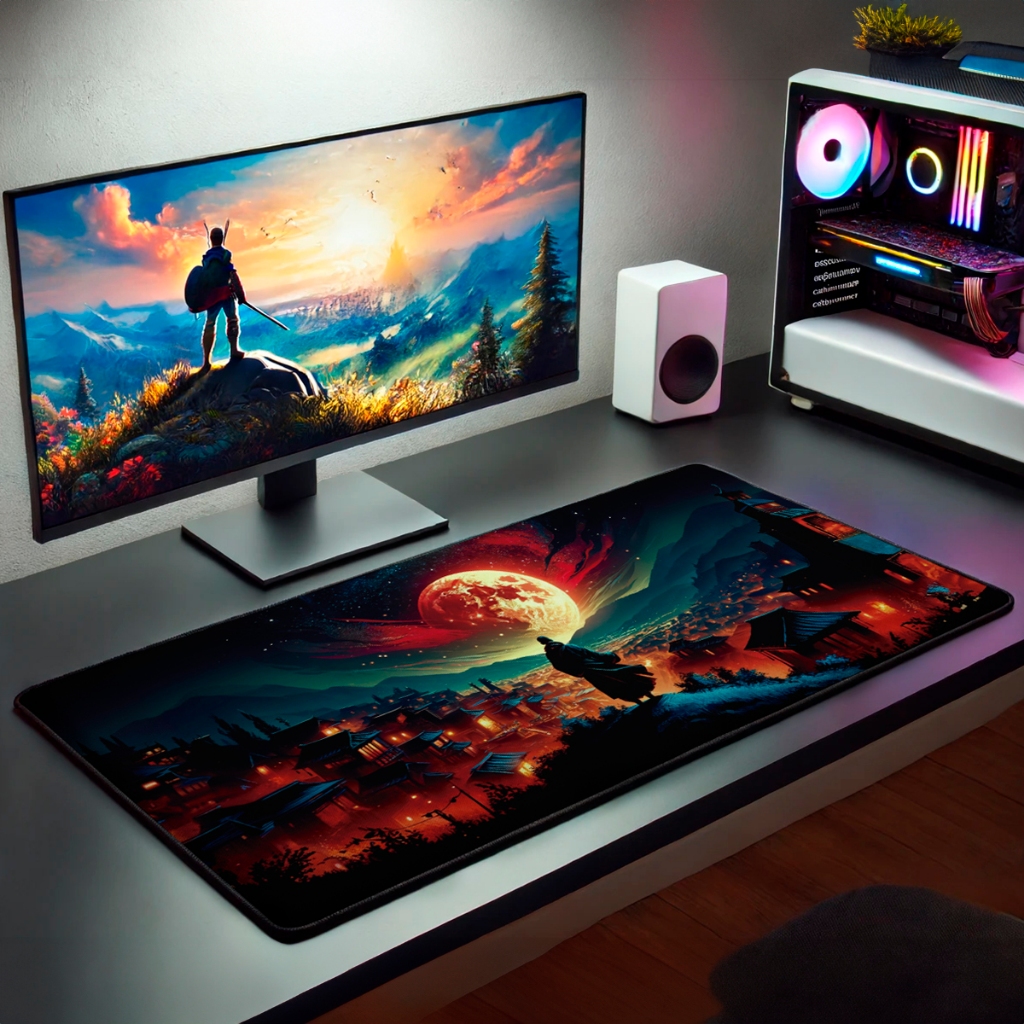 MousePad Gamer 90x40 80x30 70x30 Estampado Personalizado Borda Costurada Jogo Mesa Setup