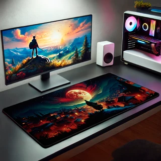 MousePad Gamer 90x40 80x30 70x30 Estampado Personalizado Borda Costurada Jogo Mesa Setup