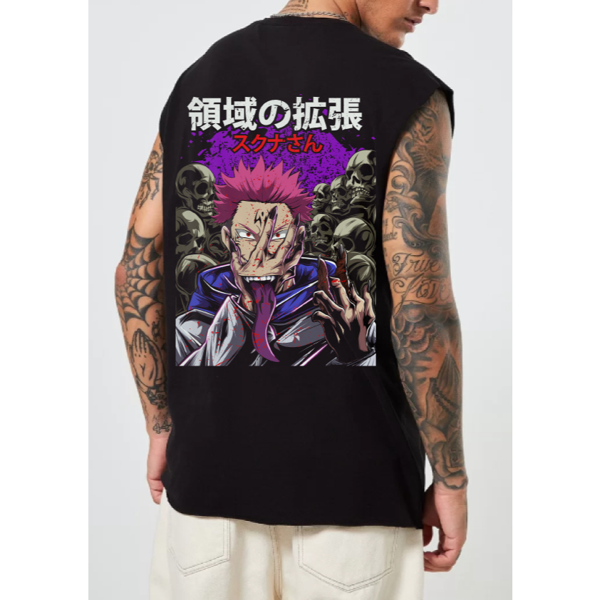 Sukuna Jujutsu Kaisen Samurai Aesthetic Luggage Cover with Katana, Red Kanji and Oni Mask Design TS04 main image 0
