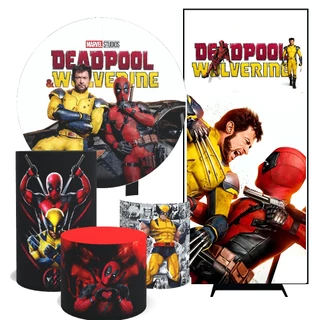 Kit Capa Painel Deadpool e Wolverine Redondo 150x150cm / Trio Cilindros / Romano 200x100cm