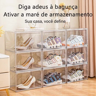 kit 3 5 10 12peças 100%Acrilico Sneaker Box Caixa Organizadora De Tênis/cosmetico/livros Atração magnética