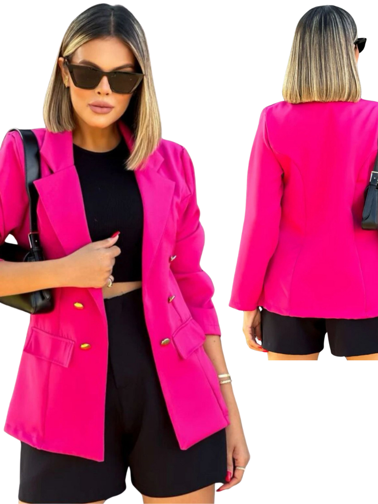 Blazer Feminino Tecido Alfaiataria Com Botões Social Now | Shopee Brasil
