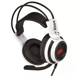 Fone de ouvido over-ear gamer Knup KP-400 branco e preto com luz LED