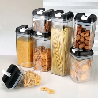 Kit Potes Herméticos Acrílico Empilháveis Quadrado Resistente Cozinha Dispensa